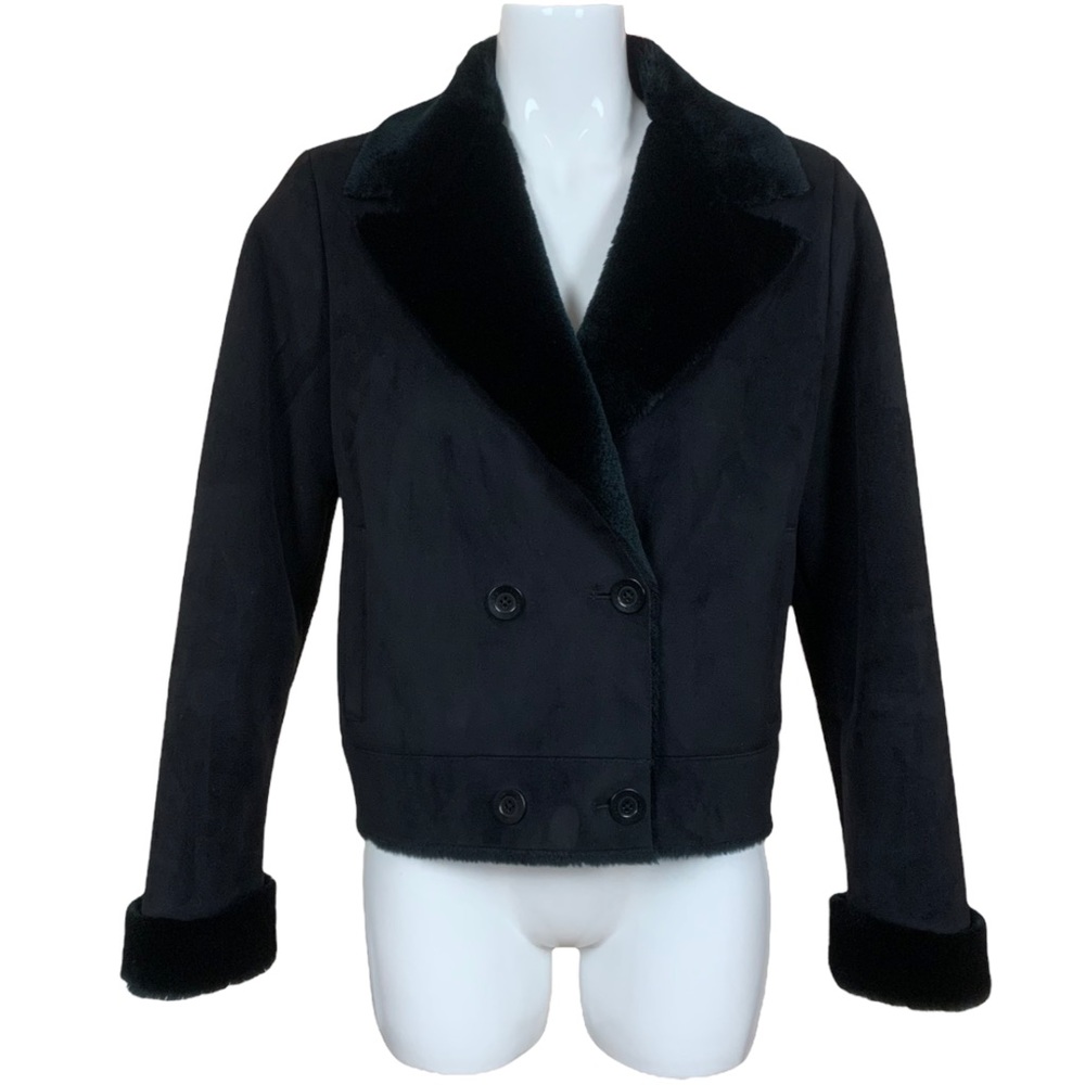 Ralph Lauren Black Label Double Breasted Notch Collar Faux Suede Coat Small